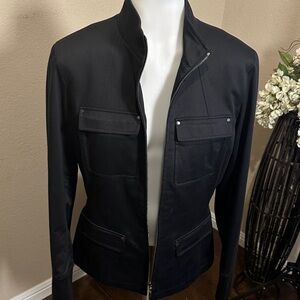 ⛔️ Elie Tahari Black Zip-Front Jacket – Size M box 4